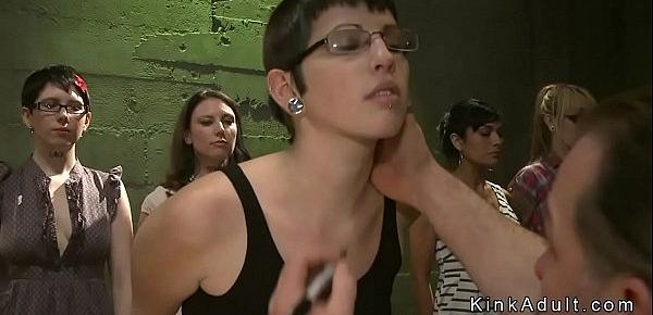  Five female slaves clamped and toyed